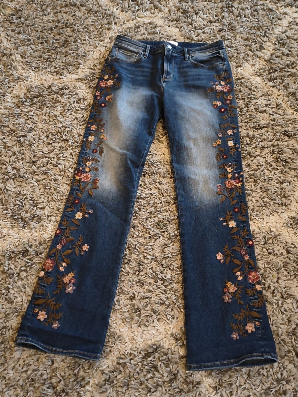 Driftwood Kelly Floral Embroidered Bootcut Jeans  Floral Stretch Denim - Picture 5 of 5
